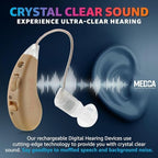 Hearing Amplifiers Set with New Digital Technology - Almost Invisible Design and Rechargeable USB Dock - Personal Pair Sound Amplifier with Adjustable Volume Tone Control By MEDca