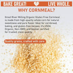 Great River Milling Organic Medium Grind Cornmeal | USDA Organic, Gluten Free, Non-GMO, Kosher | Hearty Texture for Cornbread, Polenta, Muffins, Pancakes & Baking | 5 Lb