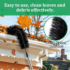 Gutter Cleaning Tools from The Ground, RV Rain Gutter Cleaning Brush with Pole, No Ladder Needed for Removing Leaves Debris from Roof Gutters, Leaf CleaningTool, Long-Reach Gutter Cleaner Tool, Black