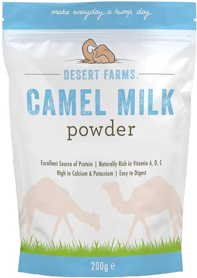 Desert Farms Organic Whole Camel Milk Powder Certified PALEO and KETO Allergen Free Non-GMO Easy to Mix Powder Milk - Excellent Replacement For Goat and Soy Milk - Packaged In The USA (200 Grams)