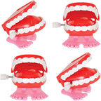 The Dreidel Company Wind Up Teeth Chomping & Chattering Teeth Toys for Kids Birthday Party Favors, Novelty and Gag Gifts, 1.75" Inches (4-Pack)