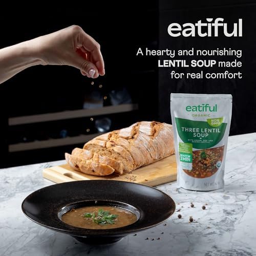 EATIFUL Lentil Soup, Made With Organic Vegetables, Lentil Soup With Green, Red And Brown Lentils, No Added Preservatives And Sugar, Gluten Free, NON GMO, 14.1 Ounce (Pack of 1)