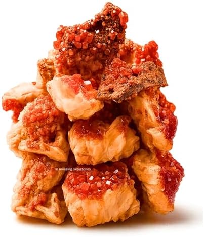 Amazing Gemstone Vanadinite Crystals and Healing Stones Mineral Specimen - Semi Precious Gem Stones - Healing Crystals Geode Clusters for Meditation, Chakra Balance, and Energy (S)