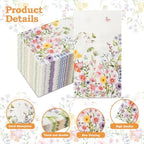 100Pcs Disposable Floral Paper Napkins Decorative Bathroom Napkins Guest Disposable Wild Flower Hand Towels Dinner Party Napkins for Wedding Birthday Party Baby Shower