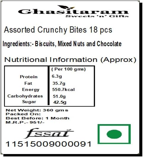 Ghasitaram Gifts Valentines Gift for Girlfriend/Boyfriend/Husband and Wife - Valentine Sweets Assorted Crunchy Bites 18 pcs