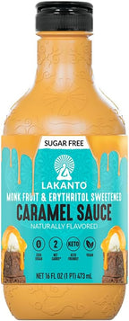 Lakanto Sugar Free Caramel Sauce - Perfect Topping for Brownies, Ice Cream, Milkshake, Smoothies, Coffee, Desserts, Monk Fruit Sweetener with Erythritol, Low Carb, Vegan, Keto Friendly (16 Fl Oz)