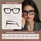 KoKoBin 3 Pack Reading Glasses Women Oprah Style Square Blue Light Blocking Oversized Fashion Large Eyeglasses