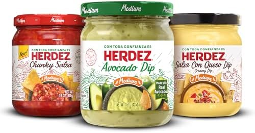 HERDEZ® Salsa Dipping Variety 3 Pack – NEW! Chunky Medium, Salsa Con Queso, Avocado Dip Medium – Authentic Mexican Flavor Dips for Chips
