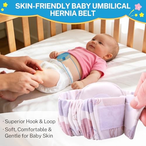 Baby Umbilical Hernia Belt, Baby Belly Band Kit with 4 Compression Pads & 3 Navel Patches, Newborn Belly Button Band, Infant Abdominal Binder, Umbilical Cord Cover for Newborn