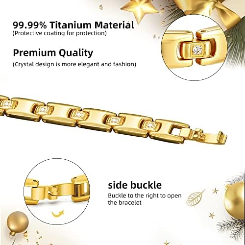 JEROOT Titanium Magnetic Bracelet for Women, 100% Pure Titanium, Skin Friendly, Ultralight Adjustable Bracelet with Sizing Tool, Jewelry Gift