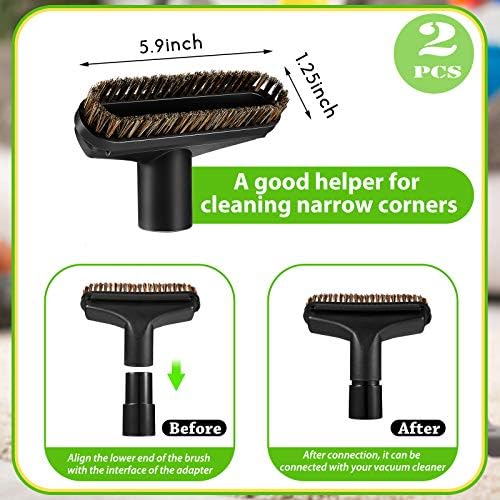Honoson 2 Pcs 1-1/4 Vacuum Brush Attachment Square Horse Hair Vacuum Dusting Brush Hose Attachments Dust Tool Replacement 1.25 Soft Bristle Cleaner for Standard Hose