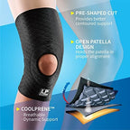 LP SUPPORT 708CA Extreme Knee Support Compression Sleeve - Breathable CoolPrene Athletic Brace Knee (Black - Size S)