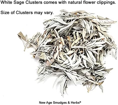 1 LB-Premium Organic California White Sage Leaves/Clusters. Use for Home Cleansing Rituals, Meditation, Smudging Rituals. Packaged in USA by New Age Smudges & Herbs®