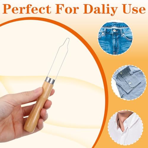 3 Pack Button Hook for Seniors, Button Assist Device with Comfort & Wide Easy-Grip Wooden Handle for Shirts, Coats, Dresses, Elderly Assistance Products for Arthritis & Limited Dexterity