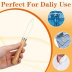 3 Pack Button Hook for Seniors, Button Assist Device with Comfort & Wide Easy-Grip Wooden Handle for Shirts, Coats, Dresses, Elderly Assistance Products for Arthritis & Limited Dexterity