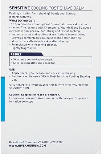 Nivea for Men Sensitive Cooling Post Shave Balm 3.3 Ounce