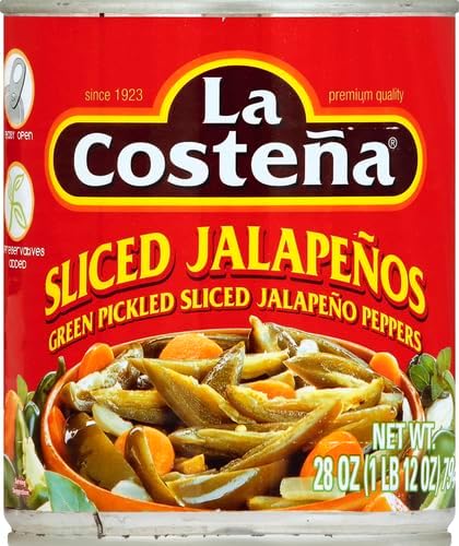 La Costeña Sliced Jalapeno Peppers - Pickled Jalapenos - Jalapeno Pepper - Hot Peppers for Mexican Food, Guacamole, Spicy Nacho & Taco Toppings, Enchiladas & Salsa - 28oz, 1 Pack Canned Jalapenos