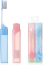 Tucnoeu 2 Pcs Travel Toothbrush, Portable Travel Toothbrush Set, Mini Soft Toothbrushes for Adults, Medium Bristles, Portable for Road Trips & Air Travelling