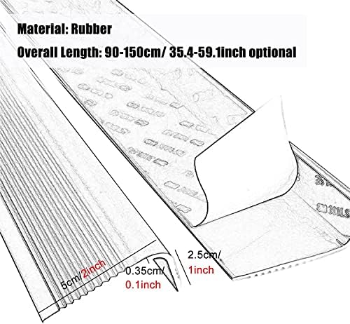 Doorway Uneven Floor Transition Strip, Rubber Floor Transition Strip Edge Trim for Entry, Lightweight T-Molding Threshold Strips, Wood to Carpet Thresholds Reducer, Easy to Install