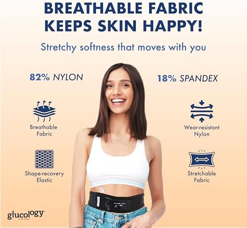 Insulin Pump Holder Waist Belt for Adults, Soft, Elastic & Breathable Fabric with Mesh Window for Easy Viewing, Comfortable for Daily Wear and Sleeping, Fits Waist 30''–40'', Beige
