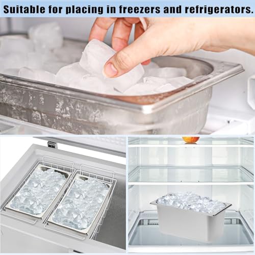 OwnMy 2PCS 5L Ice Buckets for Parties, Stainless Steel Ice Bucket for Freezer, Metal Ice Cubes Bins Storage Container for Freezer, Wine Beer Drink Cooling Buckets for Beverage Cocktails Champagne