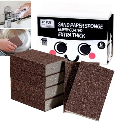 Carborundum Heavy Duty Scouring Sponges - Fiberglass-Free Nano Rust Eraser for Pots, Pans, Grill, Oven Racks & Sink Stains (1'' 6Ct (Pack of 1))