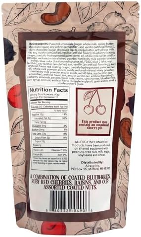 Green Jay Gourmet Chocolate Fruit & Nut Mix - Handmade & Fresh Milk Chocolate Covered Nuts, Cherries, and Blueberries - Great Gift for Chocolate Lovers - 16 Ounce Resealable Bag