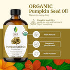 SVA Pumpkin Seed Oil Organic - 4 Fl Oz – 100% Natural Cold Pressed Organic Pumpkin Oil - for Face, Skin Care, Hair Care, Scalp Massage & Body Massage – Carrier Oil with Dropper