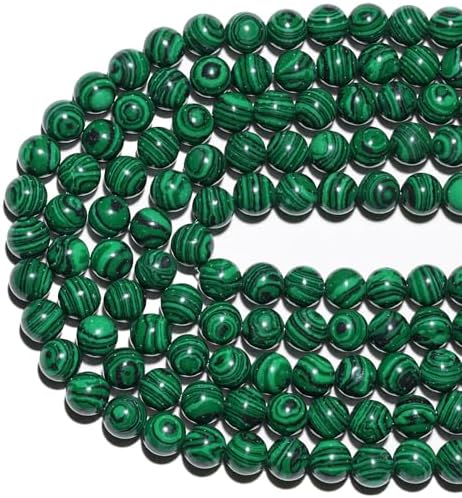 10mm Natural Green Malachite Gemstone Beads Polished Round Smooth Stone Beads for Bracelets Jewelry Making 15inch Loose Beads