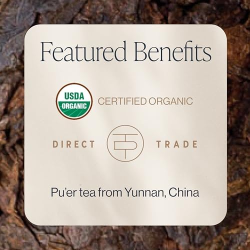 Rishi Tea Ancient Pu'er Tuo Cha Herbal Tea - Organic Direct Trade Loose Leaf, Medium Caffeine Aged Ripe Pu-erh - 4 Ounces, 15 Servings