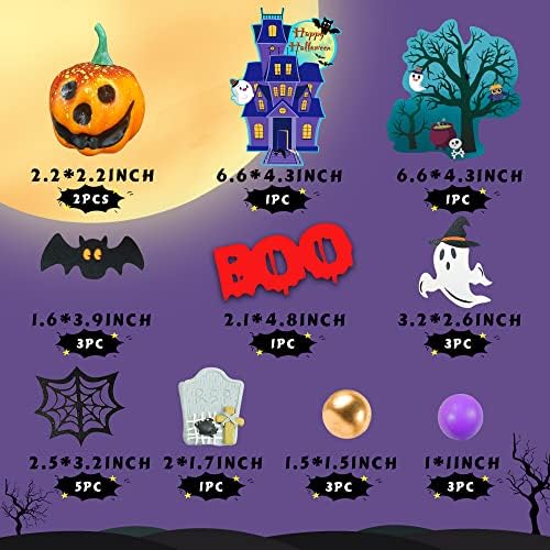 26PCS Halloween Cake Toppers Haunted House Tree Ghost Bat Boo Sign Cupcake Toppers Tombstone Pumpkin Spider Balls Cake Decorations Set for Halloween Zombie Theme Birthday Supplies