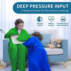 OUTREE Sensory Sock for Kids, 6-9 Years, Medium, 43''×27.5'', Good for Height:43'' - 51'', Full Body Sock Provide Deep Pressure, Sensory Sack for Autistic Children, Body Sockwith A Carrying Bag, Green