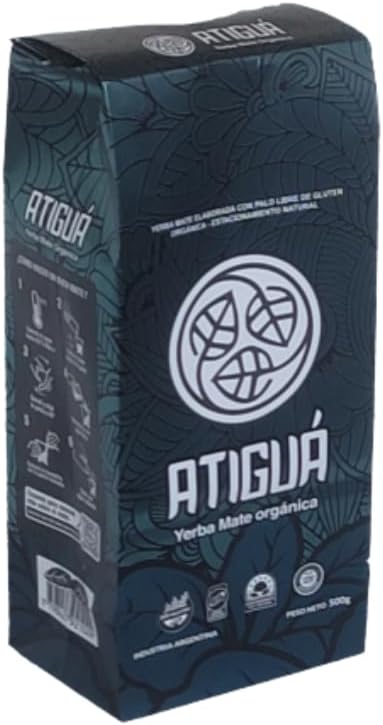 Organic Yerba Mate Tea Atigua from Argentina – Organic, Naturally Unsmoaked (No Smoked Process) – 1.1 LB (500g)