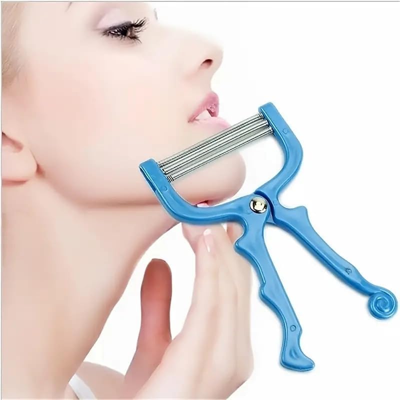Facial Hair Remover Spring Manual Removal Epilator Beauty Shaving Threading Tool for Women(Red)