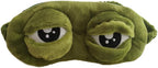 Funny 3D Frog Sleep Mask, Green Cute Cartoon Sad Frog Blindfold Cover, Super Soft Eye Blinder for Travel Office Snap Yoga Gift