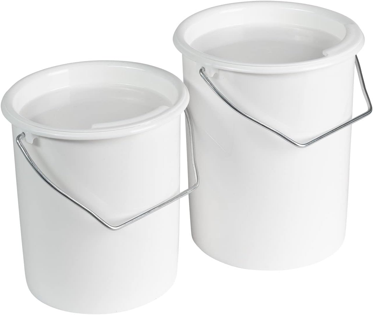 Westmark 2 Milk/Storage/Food Buckets with Handle and Lid, Capacity: 2 L and 3 L, Plastic, Maxi, White, 237922E7