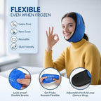 LotFancy Face Ice Pack Wrap for TMJ, Wisdom Teeth, with 4 Reusable Hot Cold Therapy Gel Packs, Pain Relief for Head, Oral and Facial Surgery, Dental Implants, Blue