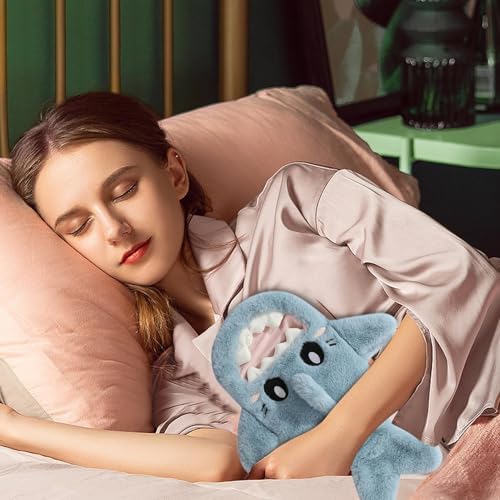 Hot Water Bottle with Hand Pocket,Hot Water Bottle with Pocket - Cartoon Shark Shape Hand Warmer | Hand and Foot Warmer, Thermal Rubber Bag