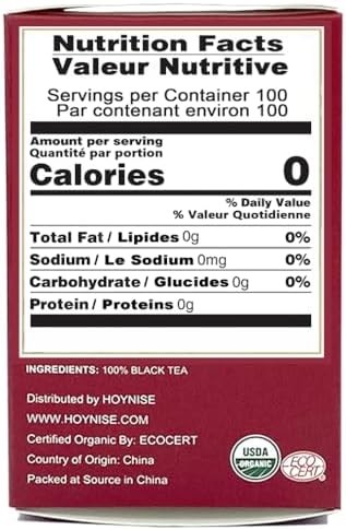 HOYNISE - USDA Organic Black Tea Loose Leaf - Yunnan Dianhong Black Tea - Organic Breakfast Tea - Rich Aroma, Full-Bodied Flavor - High Mountain Grown, 100g/3.5oz