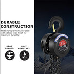 Manual Chain Hoist | 1 Ton/2000 lbs Capacity | 10’ Lift | 2 Hooks | Manual Hand Lift Steel Chain Block Hoist (1T)