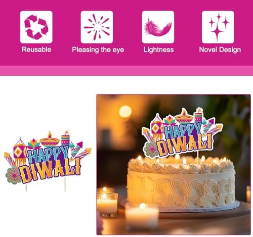 Diwali Cake Toppers Indian Diwali Festival Cake Topper Happy Diwali Cupcake Decoration India Festival of Lights Party Supplies