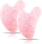 Gua Sha Facial Tools 2 Pack, Rose Quartz Guasha Tool for Face Gua Sha Stone for Puffiness Reducing & Jawline Sculpting Face Stone Gua Sha Tools for Skin Care Woman GuaSha Stone Tool, Pink