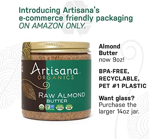 Artisana Organics Raw Almond Butter, 9oz | No Sugar Added, No Palm Oil, Vegan, Paleo, and Keto Friendly