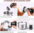 Anbbas Synthetic Badger Shaving Brush with Black Holder Stand,Resin Handle Foam Brush 2in1 Set for Men Wet Shave