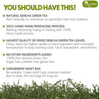 TOG999, Premium 60 Sencha Green Tea Bags, 100% Natural & Pure from Sencha Green Tea Leaves. Loose Leaf Sencha Herbal Tea. No Sugar, No Gluten, Vegan.
