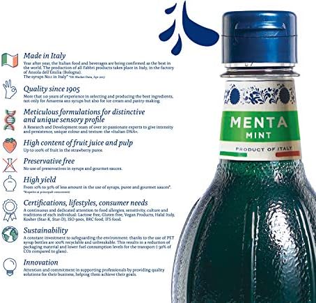 Fabbri Flavoring Syrup, Mint, Made in Italy, 33.8 Ounce (1 Liter)