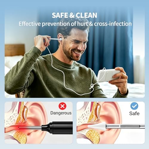 Digital Otoscope with 4.5" HD Screen, Visual Ear Wax Removal Tool with 32GB Card, 3.9mm Ear Camera, 3-Level Adjustable Lights, Gyroscope Stabilization, No App or WiFi Needed