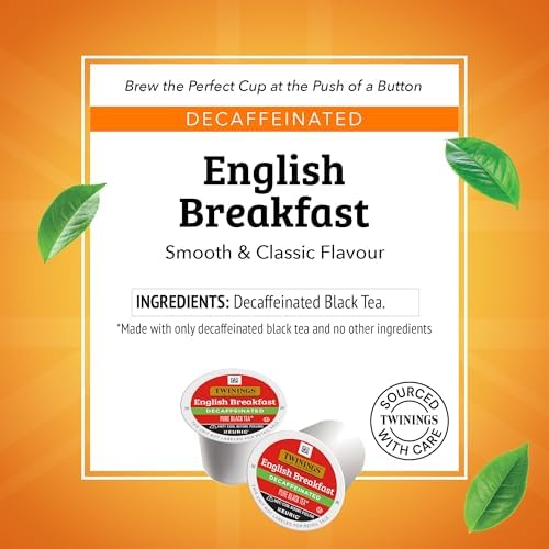 Twinings Decaffeinated English Breakfast Black Tea 72 K-Cup Pods for Keurig, 12 Count (Pack of 6), Smooth, Flavourful, Robust, Enjoy Hot or Iced