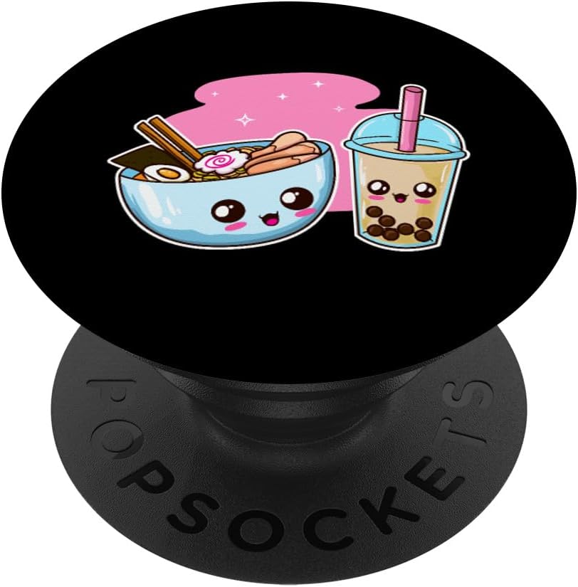 Ramen Bubble Tea Boba Japanese Noodles K-Pop Fun Anime Gift PopSockets PopGrip: Swappable Grip for Phones & Tablets PopSockets Standard PopGrip