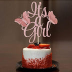 It's A Girl Cake Topper,3d Butterfly Cake Toppers Decorations, Girl Cake Topper,Gender Reveal Baby Shower Party Cake Decor,Girl Birthday Party Cake Supplies Decorations (rose gold)